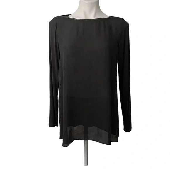 Lola & Sophie Faux Leather Piping Boat Neck Top - Picture 4 of 12